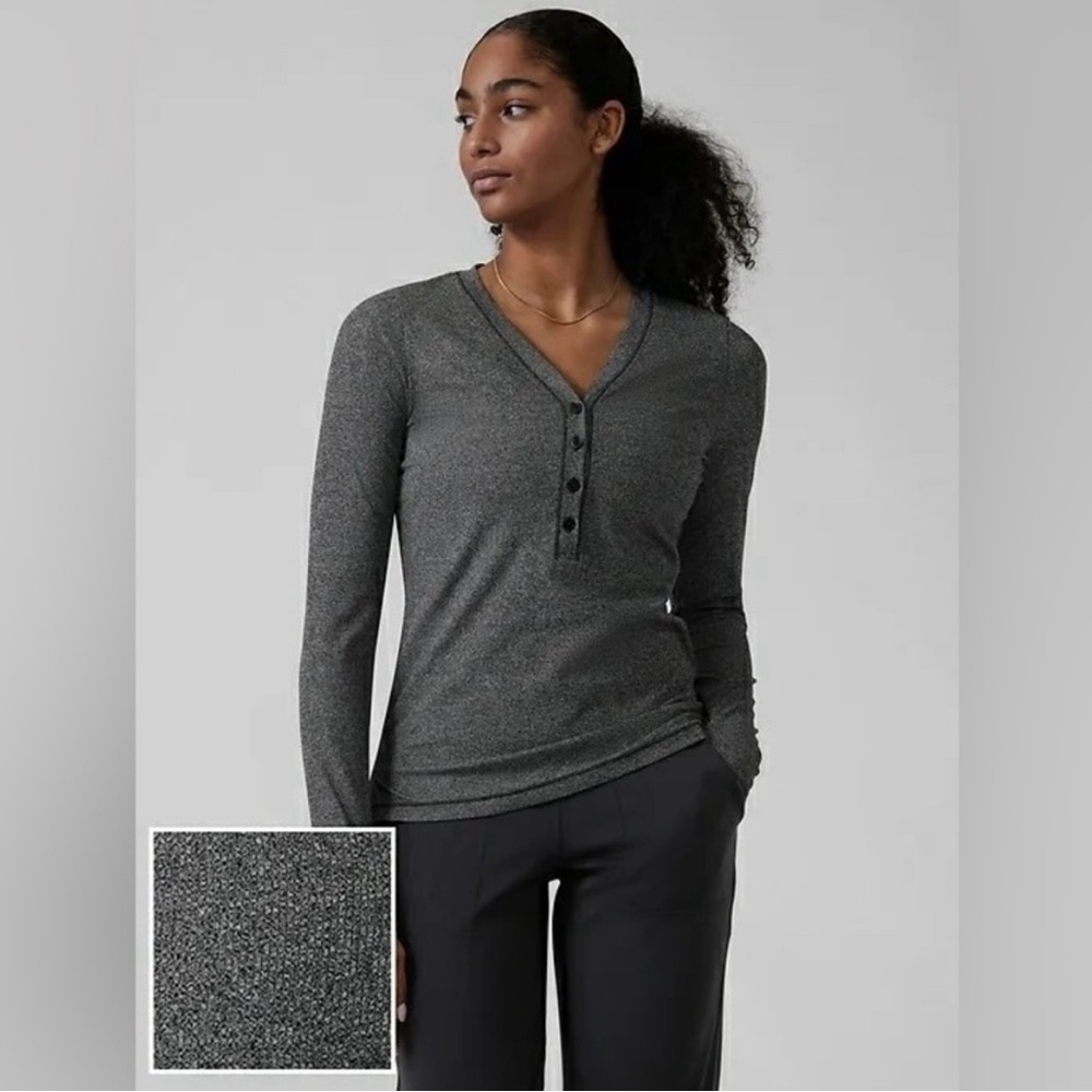 Athleta Uptempo Ribbed Henley Top